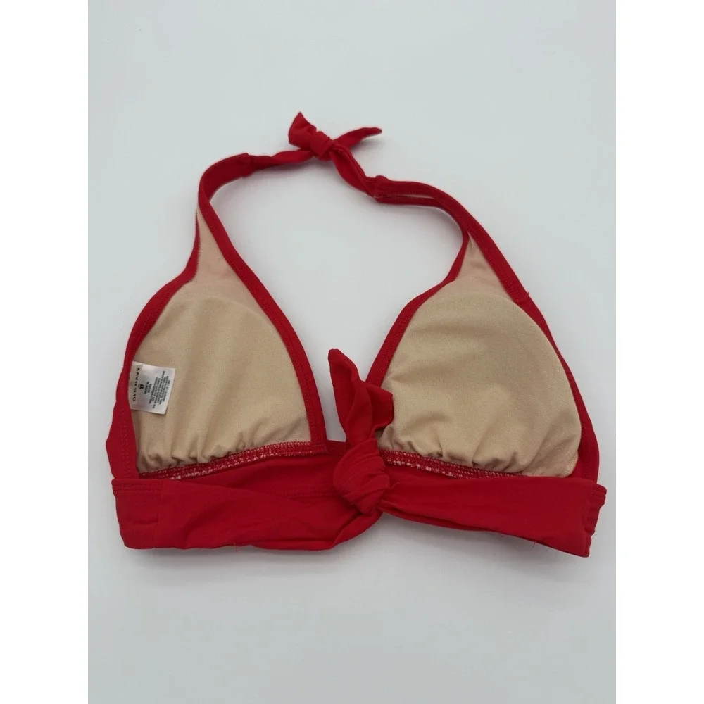 Red Halter Top,‎ Black Stripe Bottom Swimsuit-XS-Beach-Pool-Resort-Retro-NWOT